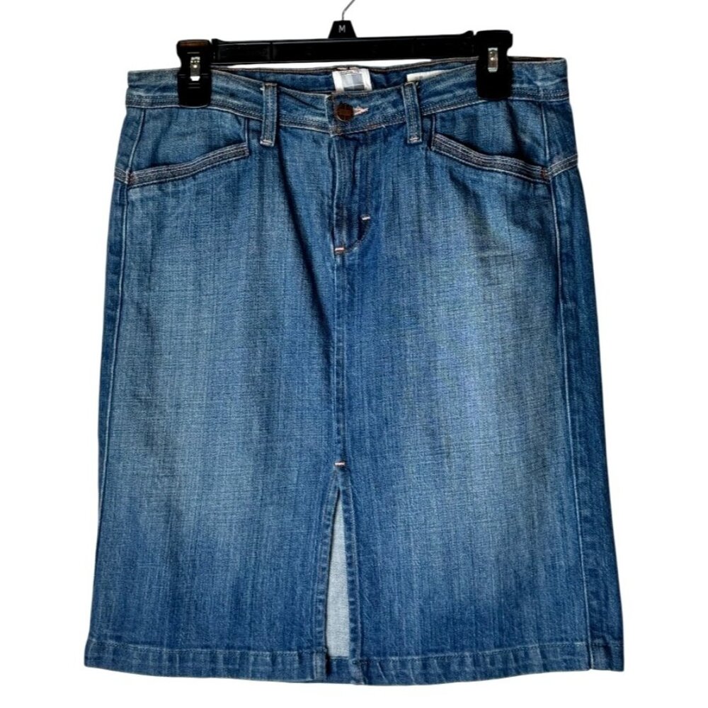Salt Skirt Women 29 Blue Denim Spring Street Jean Pencil Straight Knee Length